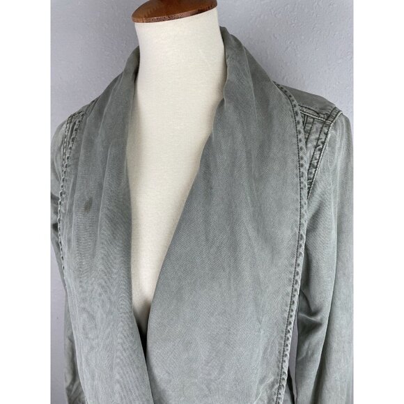 Max Jeans Military Jacket Size S Washed Olive Green Khaki Tencel Drape  [STAIN] - Picture 5 of 12